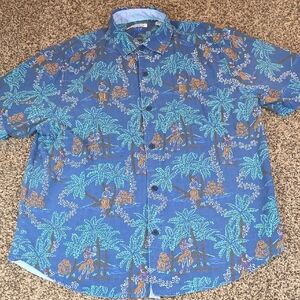 Tommy Bahama Blue and Green Tropical Print Shirt